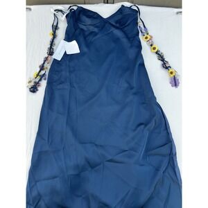 Azazie Atelier Lorelei Navy Multi Floral Maxi Dress Women's Size‎ 14